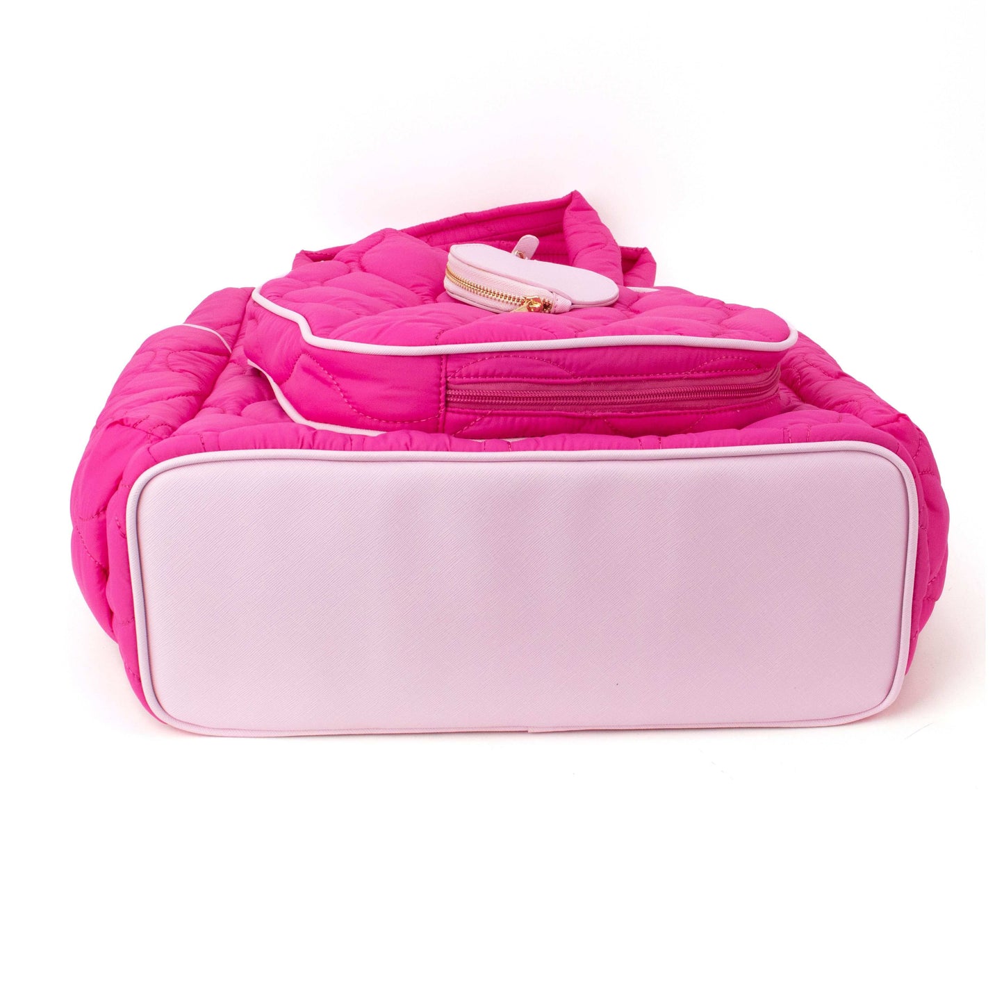 Pink tennis  bag with white accents on a white background