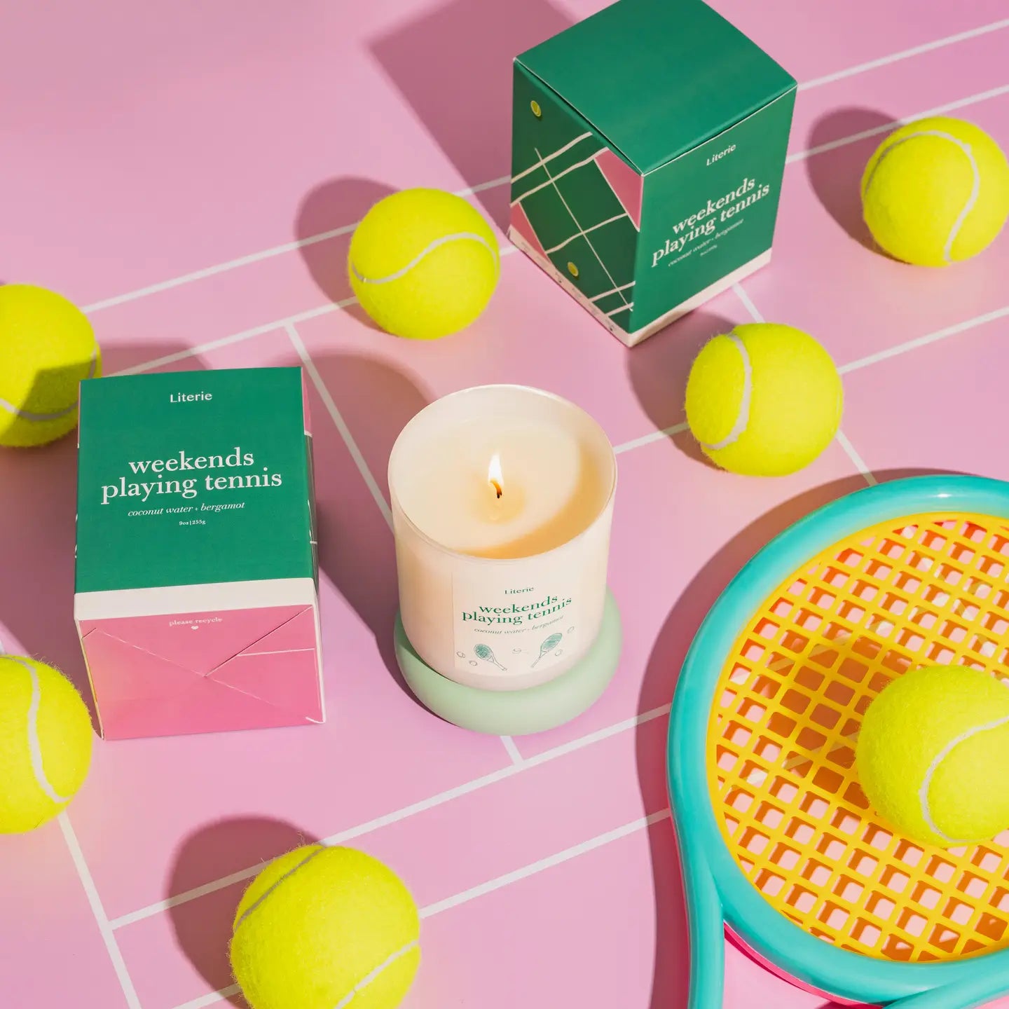 Literie Weekend Playing Tennis Candle on TennisDuJour.com