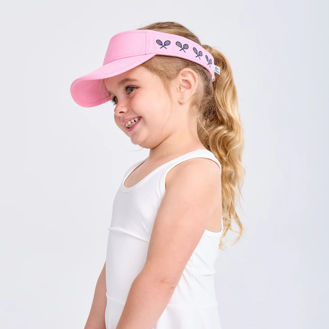 Child model wearing pink tennis visor by Ame & Lulu on TennisDuJour.com