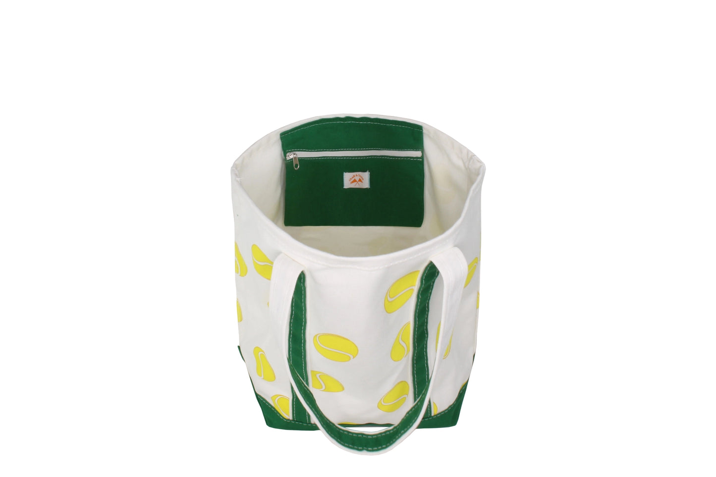 Crab & Cleek Tennis Canvas Tote with yellow tennis balls on TennisDuJour.com