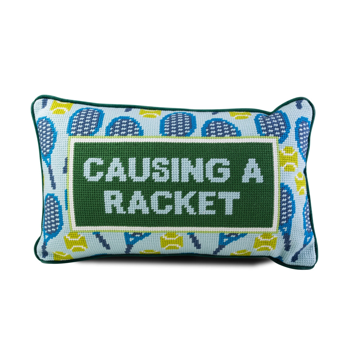 Furbish Causing a Racket Tennis Pillow on TennisDuJour.com