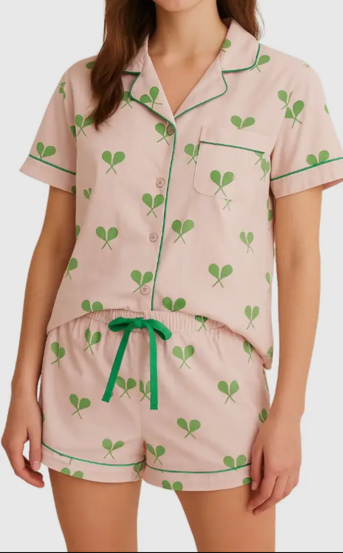 Pink silk tennis pajama set on tennisdujour.com