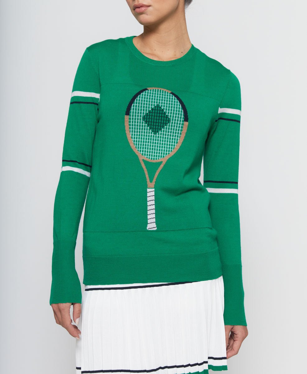 L'Etoile Sport Green Racquet Sweater on Tennisdujour.com.