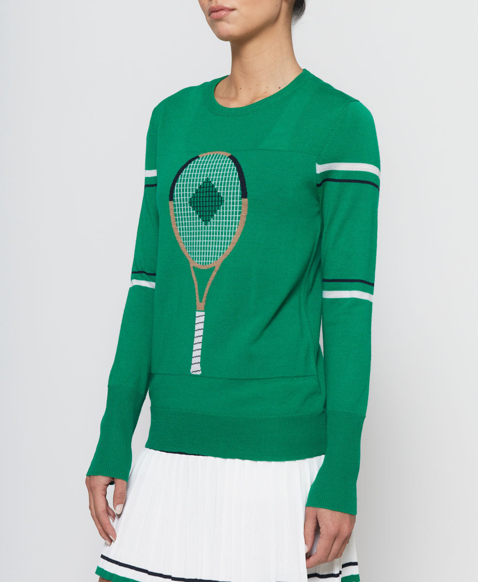 L'Etoile Sport Green Racquet Sweater on Tennisdujour.com.