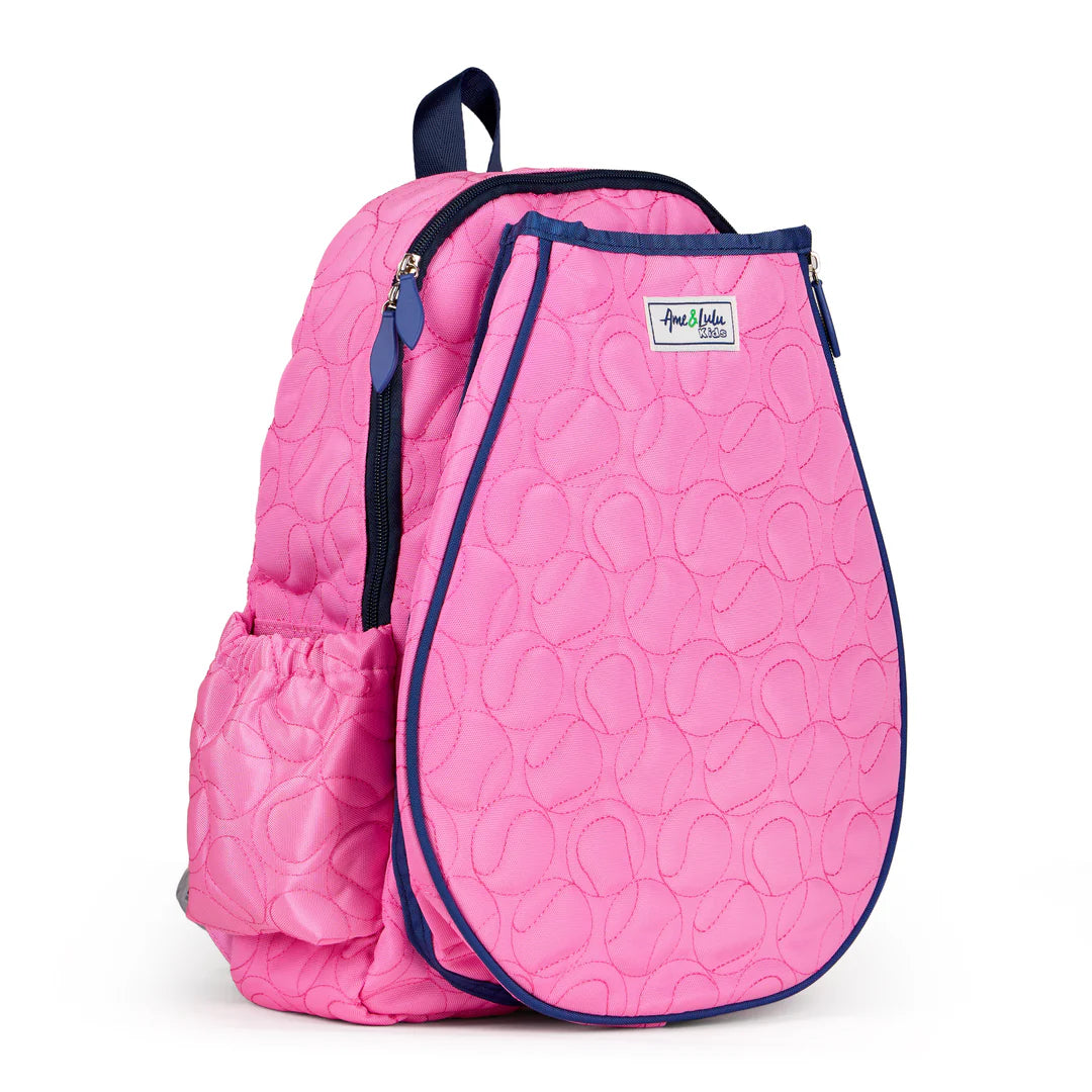 Ame & Lulu Pink tennis backpack for kids on TennisDuJour.com