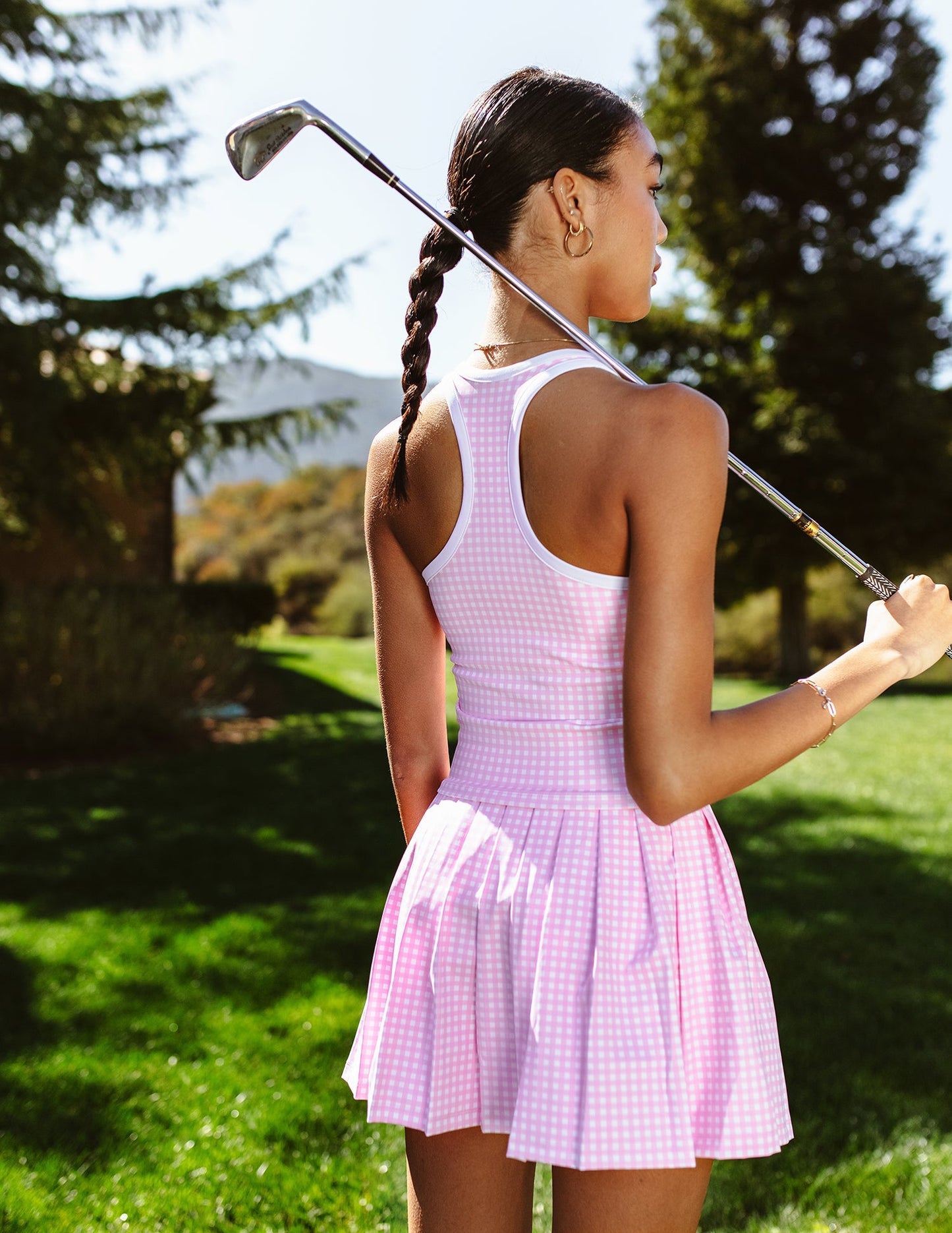 Paige Sports Bra Tank Gingham in Pink by Recreational Habits