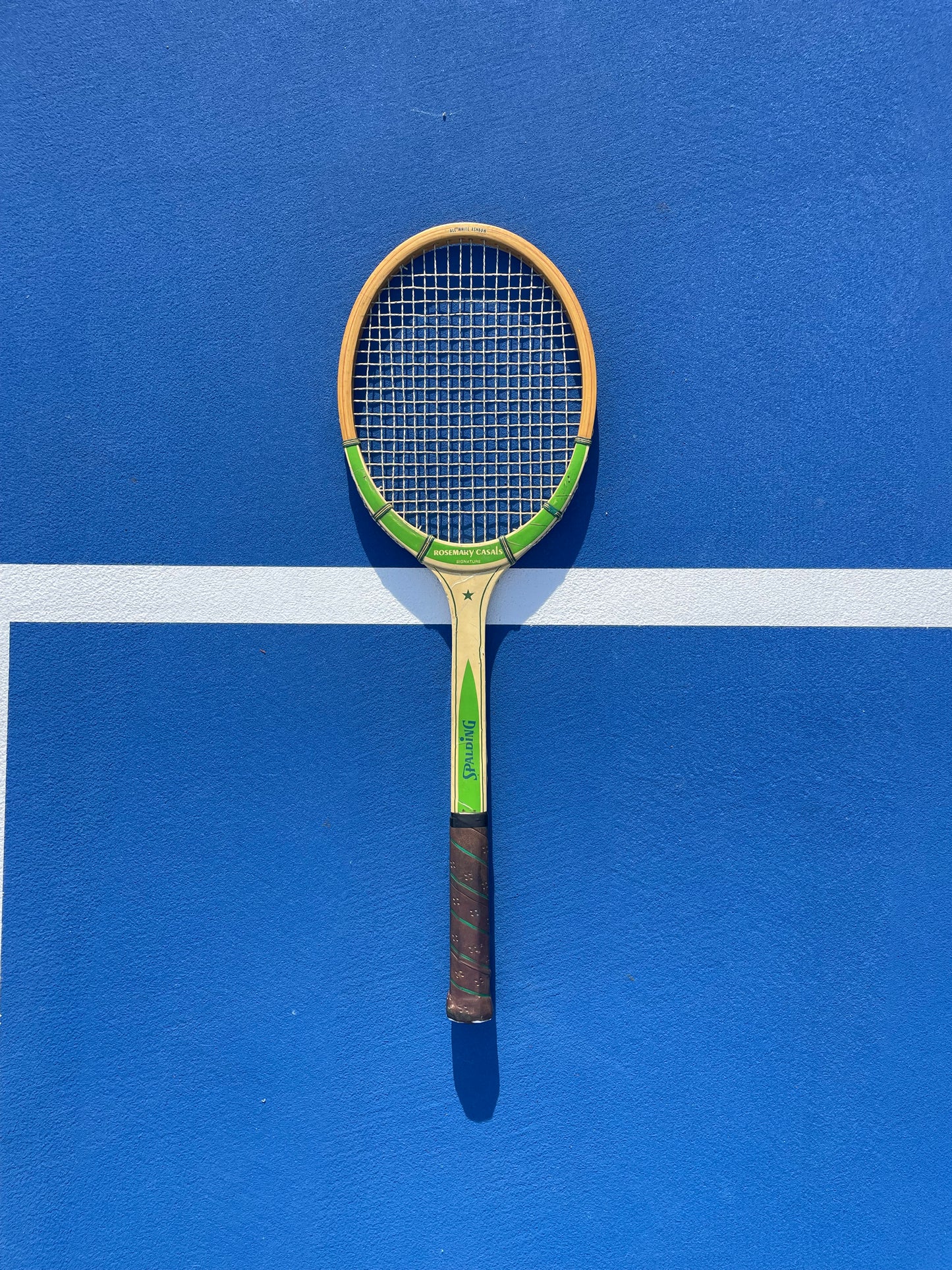 Vintage Spalding Rosemary Casals Wood and Green Tennis Racquet