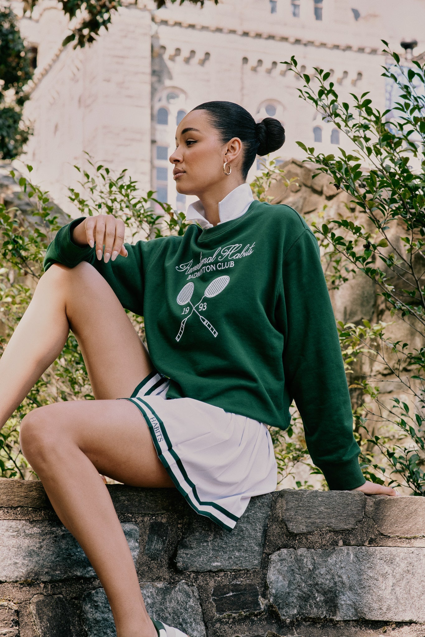 Natasha Tennis Skirt with Green Piping by Recreational Habits