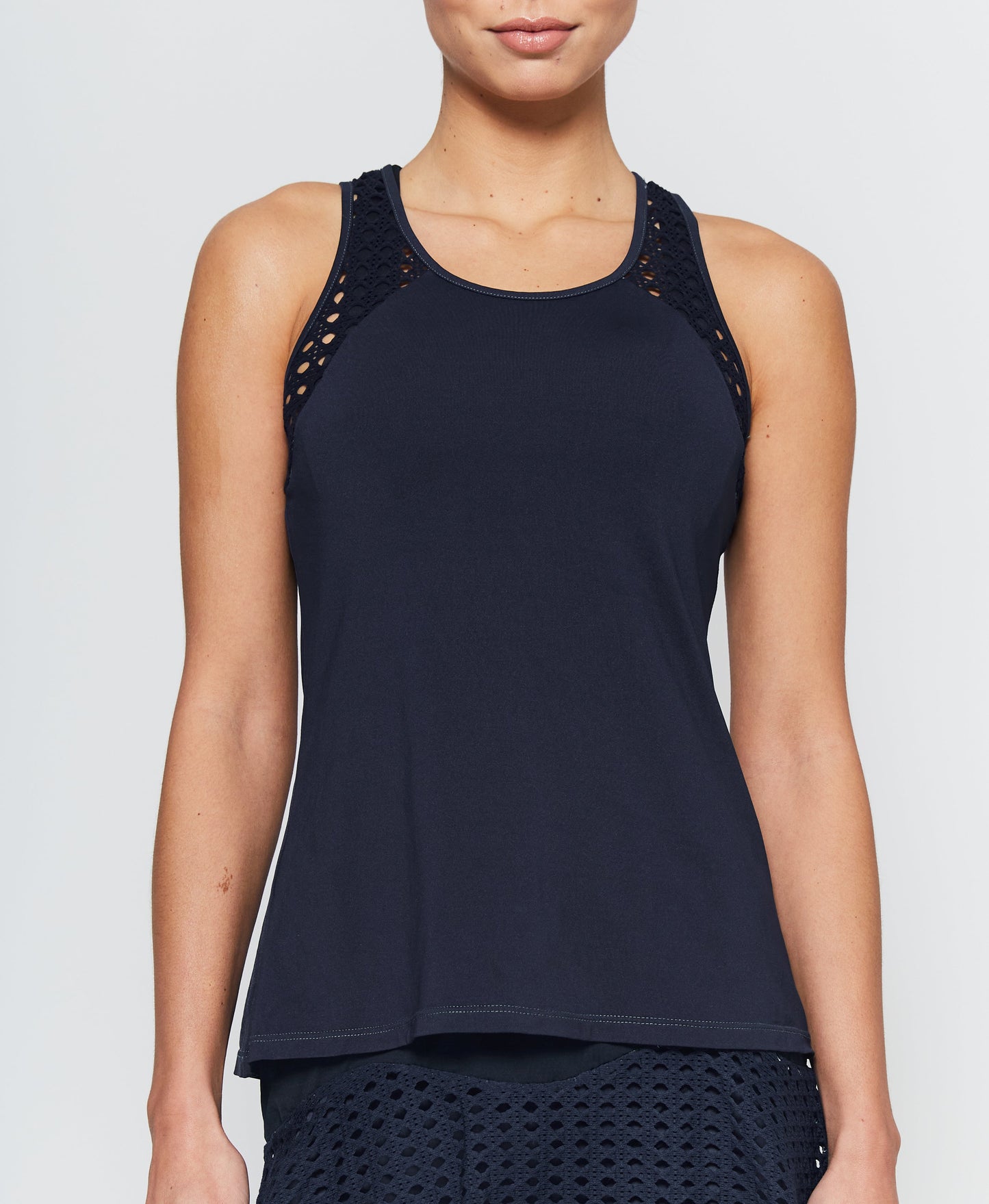 L'ETOILE SPORT POINTELLE TRIM TENNIS TANK SHORT