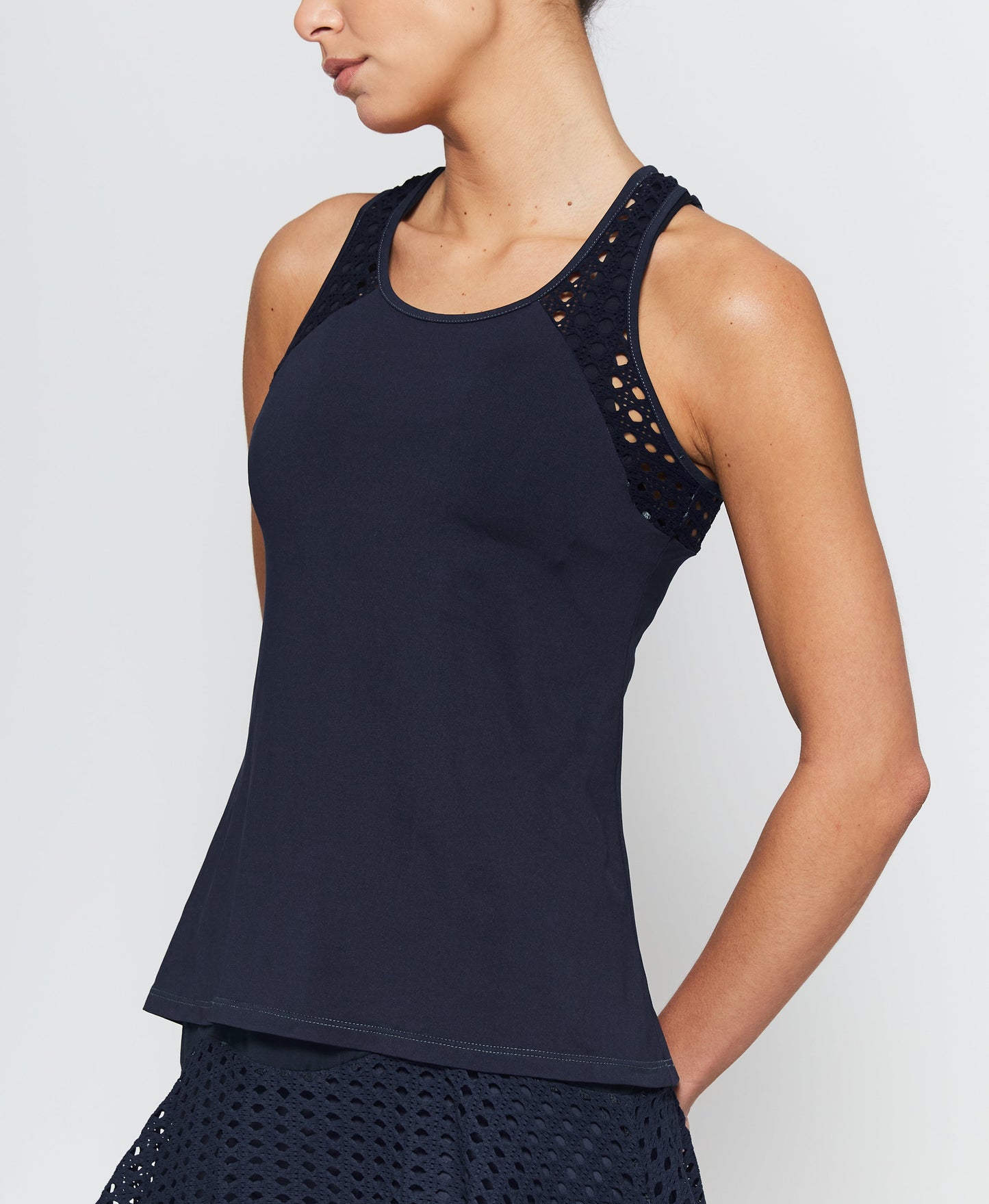 L'ETOILE SPORT POINTELLE TRIM TENNIS TANK SHORT