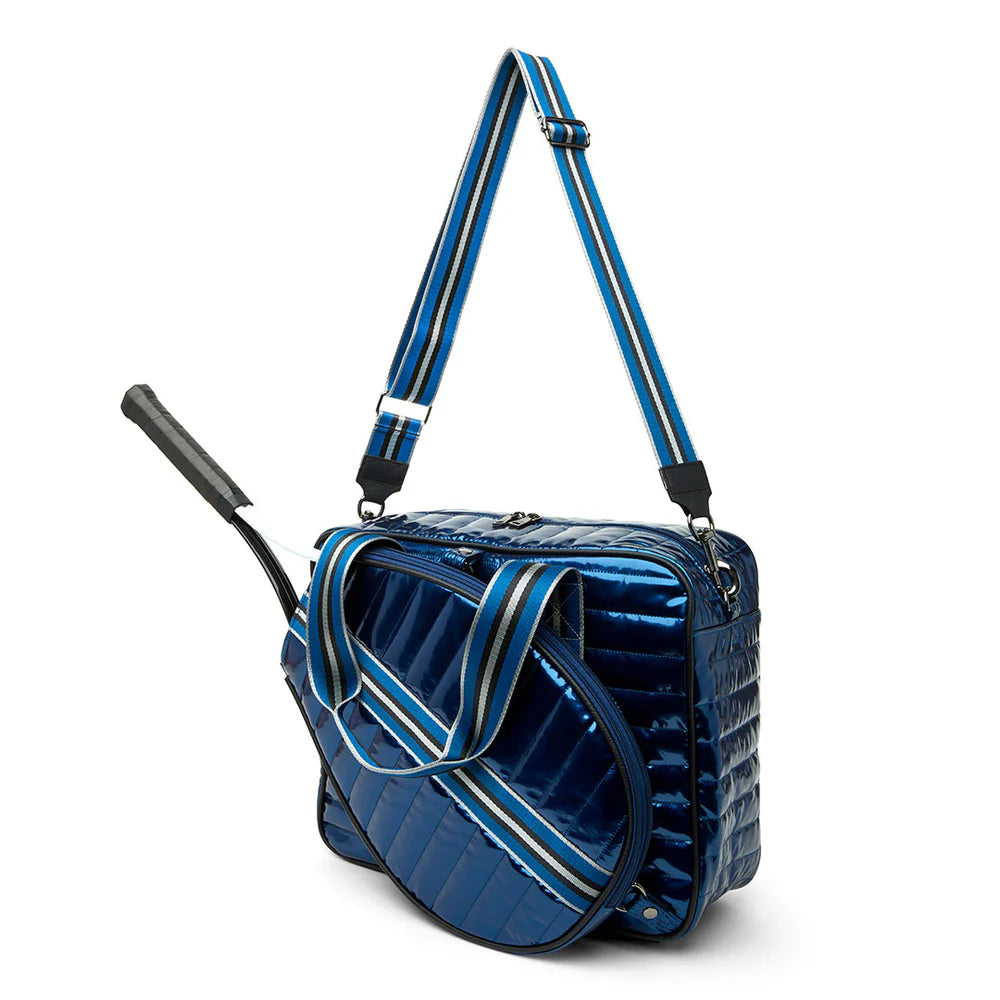 THINK ROYLN Champion Tennis bag patent blue on TennisDuJour.com