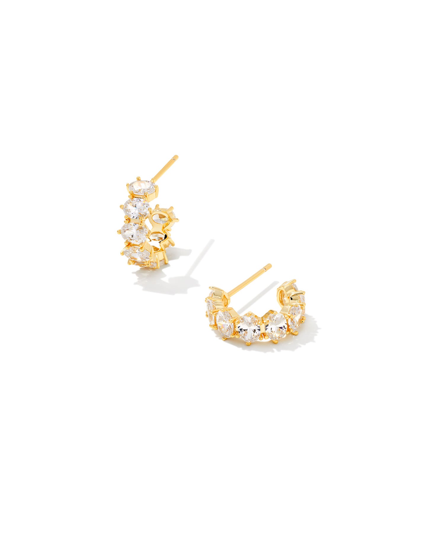 Kendra Scott Cailin Crystal huggie earrings in gold on TennisDuJour.com