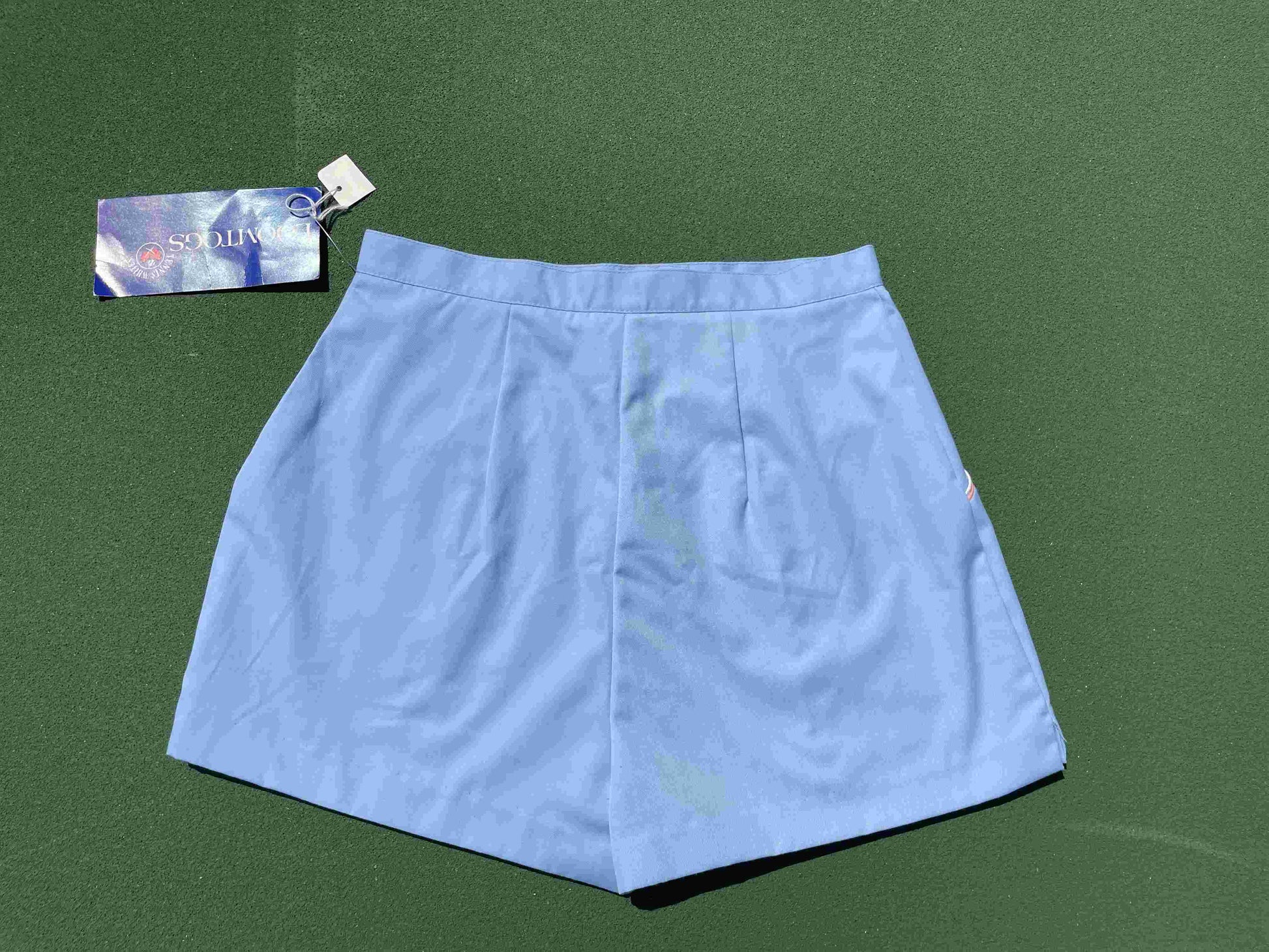 Rare Vntage Loomtags Tennis Shorts in light blue.