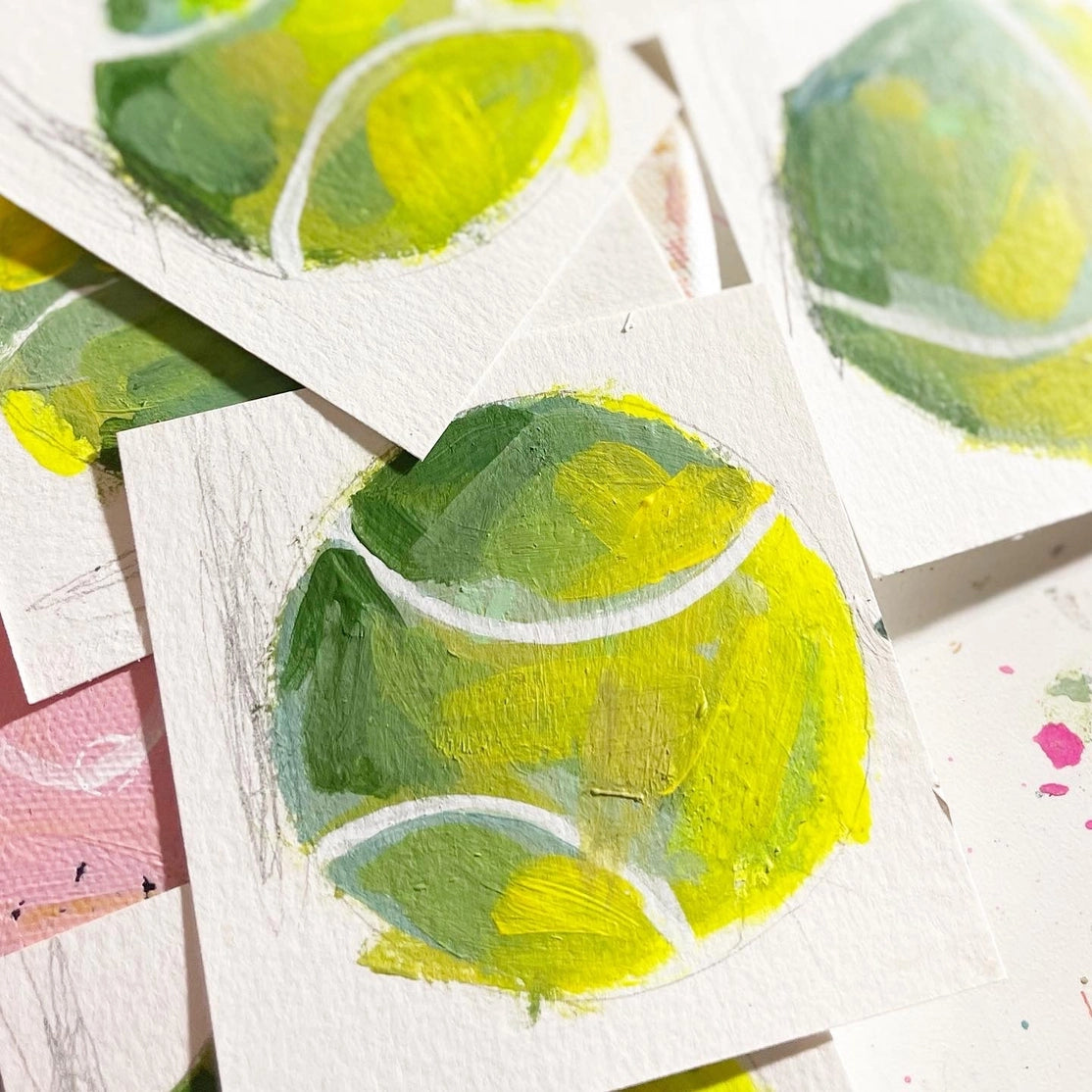 Original Tennis Ball Framed Painting