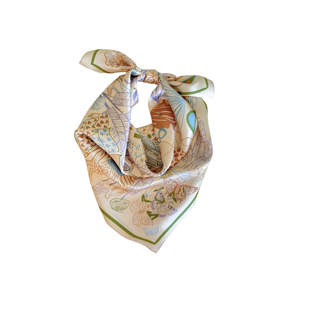 Decorative scarf with floral pattern on a white background
