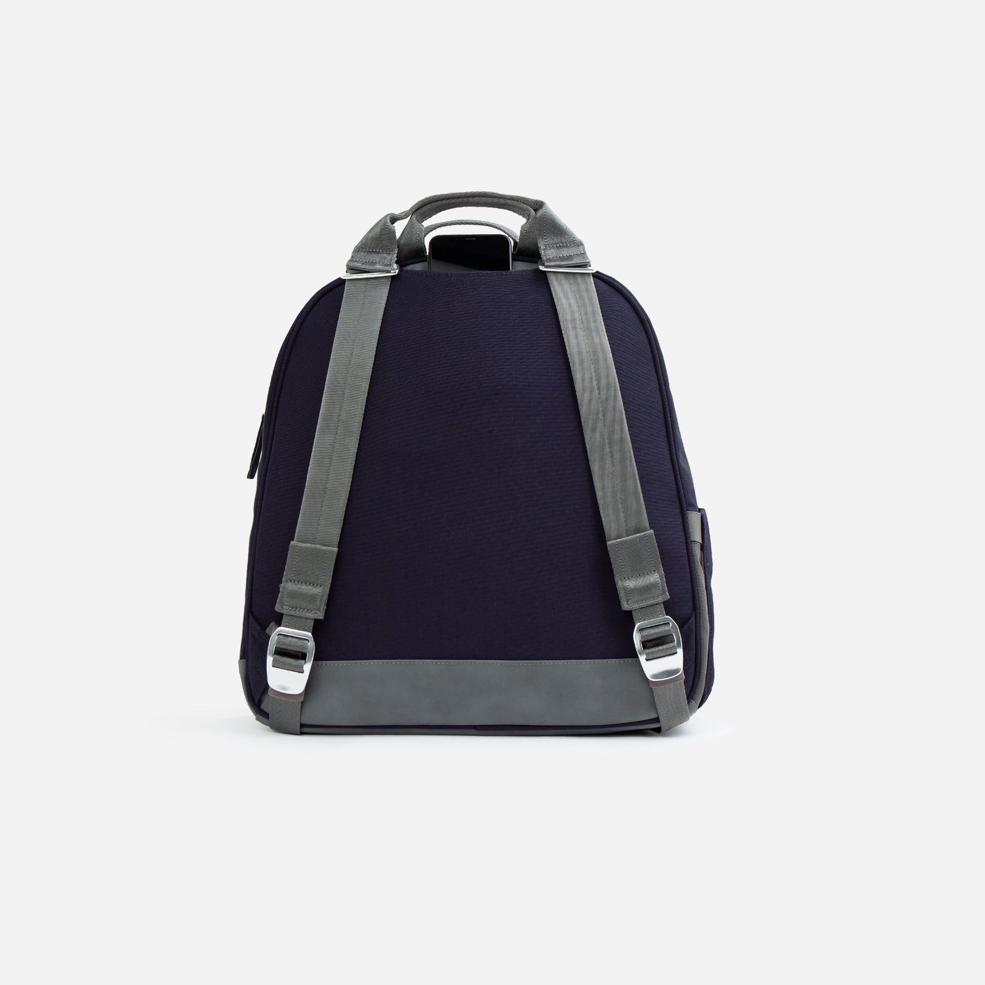Navy  Doubletake tennis blue backpack with gray straps on a white background