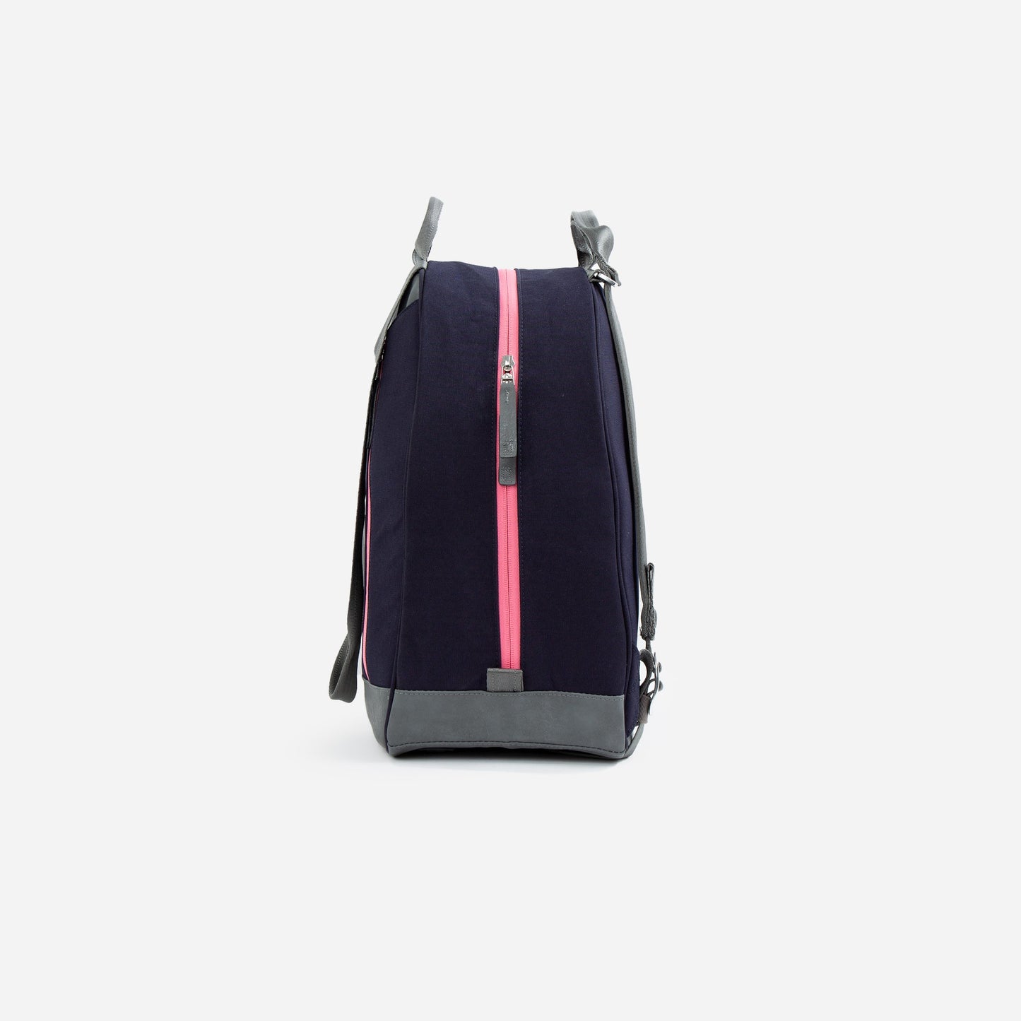 Navy  Doubletake tennis  backpack with a pink zipper on a white background