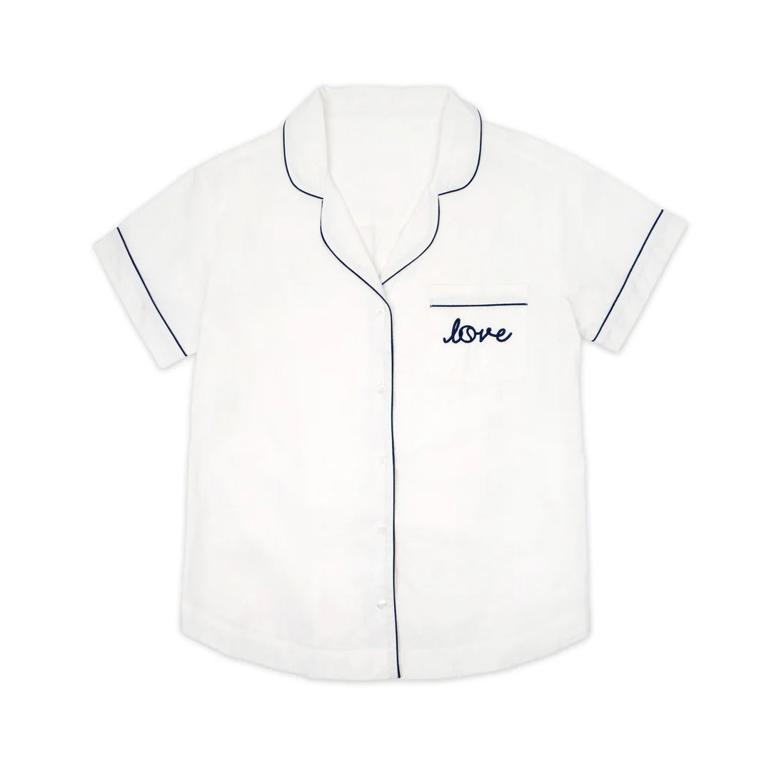 Ame & Lulu white tennis pajama set on TennisDuJour.com.