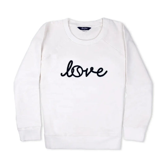 Ame & Lulu Love All Tennis Sweatshirt in white on white background.
