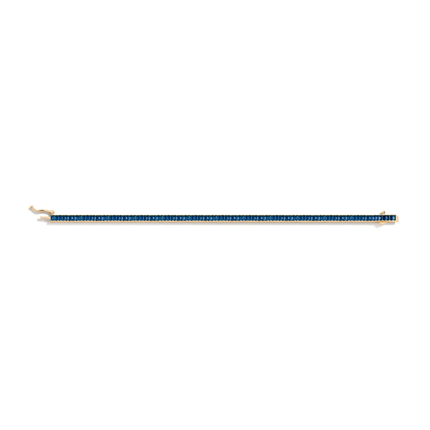 Long, thin object with a blue and gold design on a transparent background