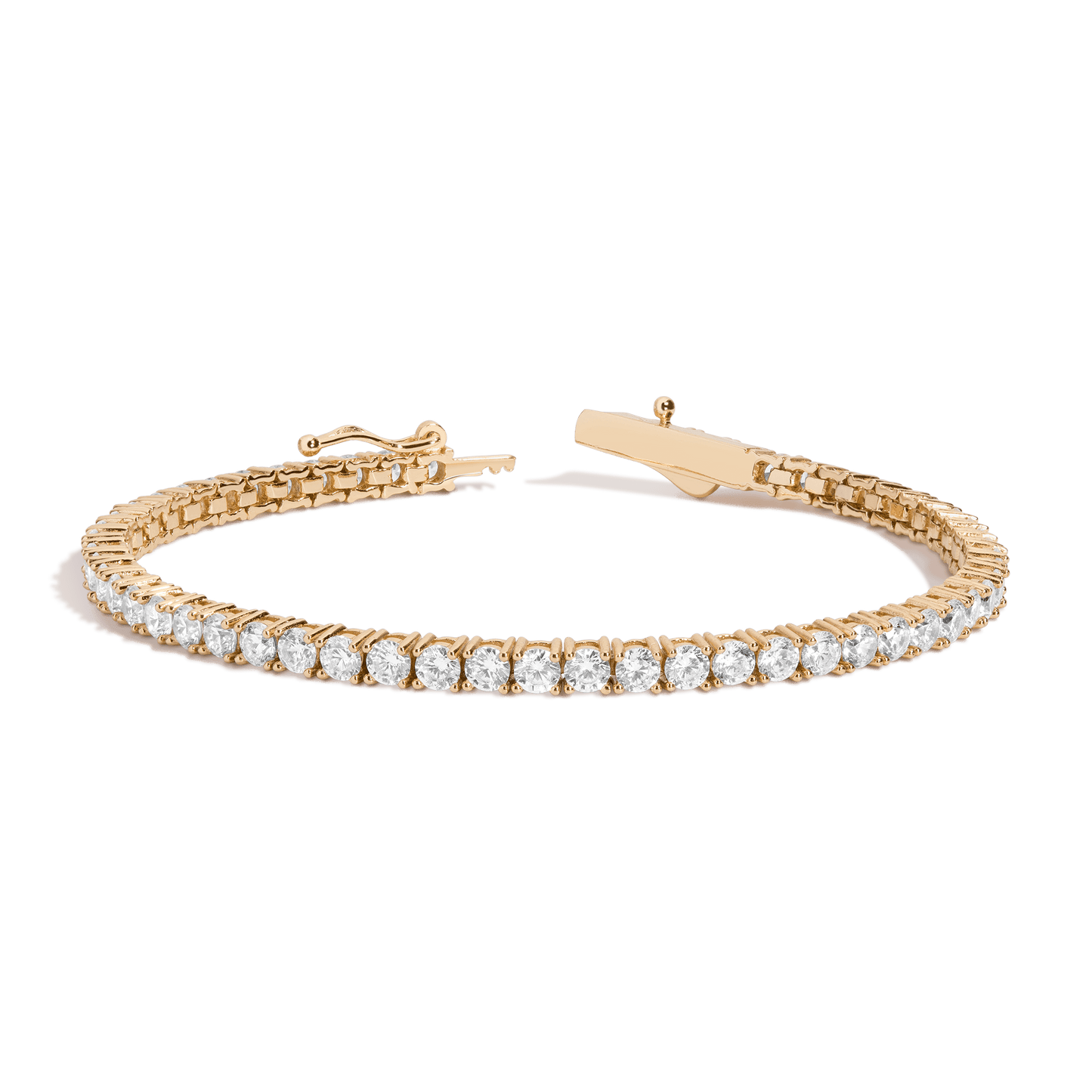Gold bracelet with diamonds on a transparent background