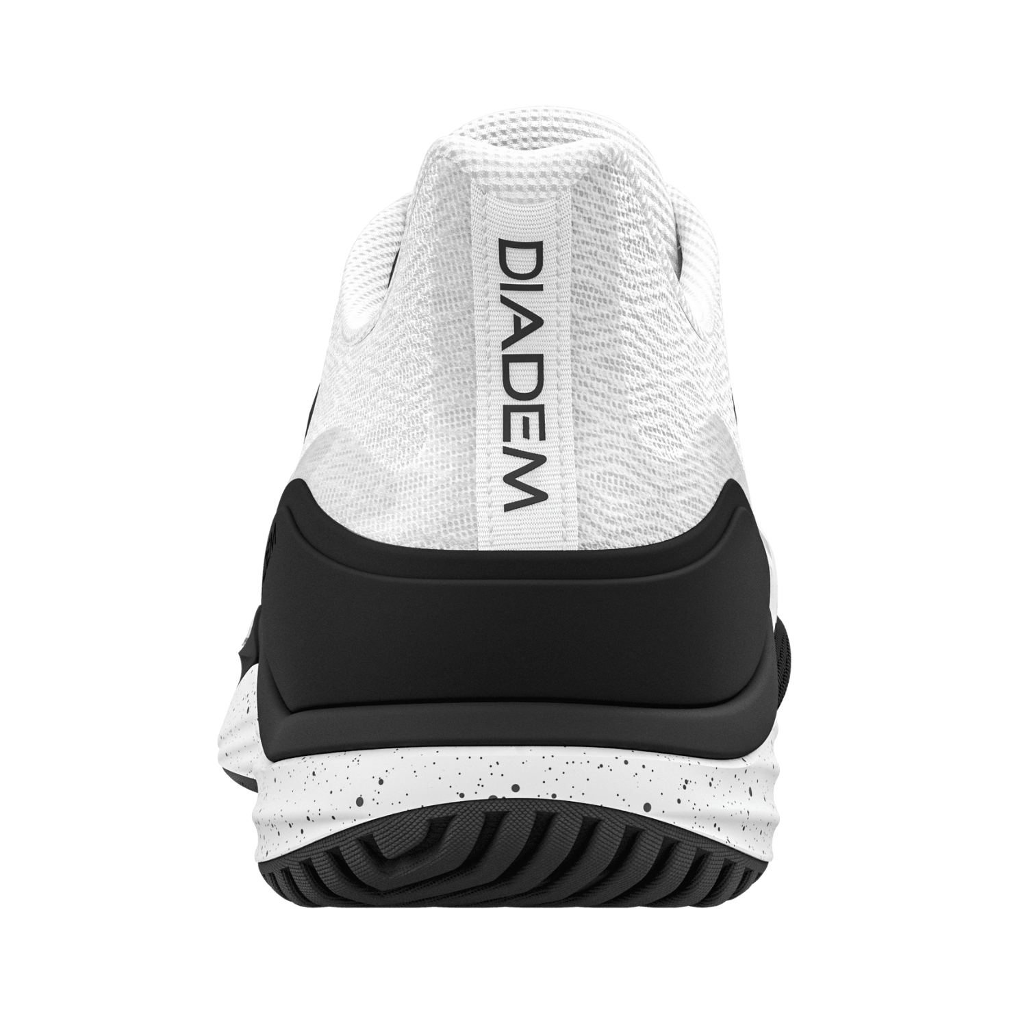 White and black athletic shoe with 'Diadem' branding on a white background