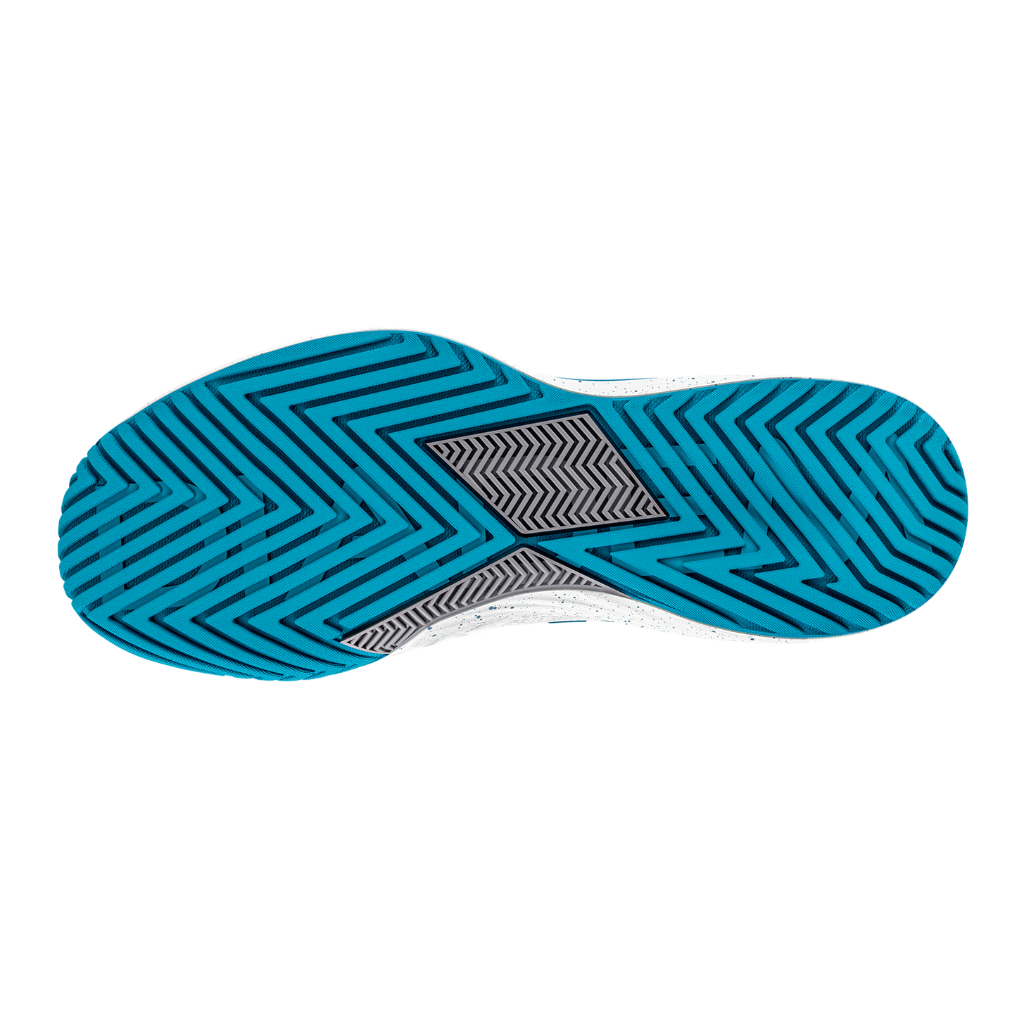Blue shoe sole with textured pattern on a white background