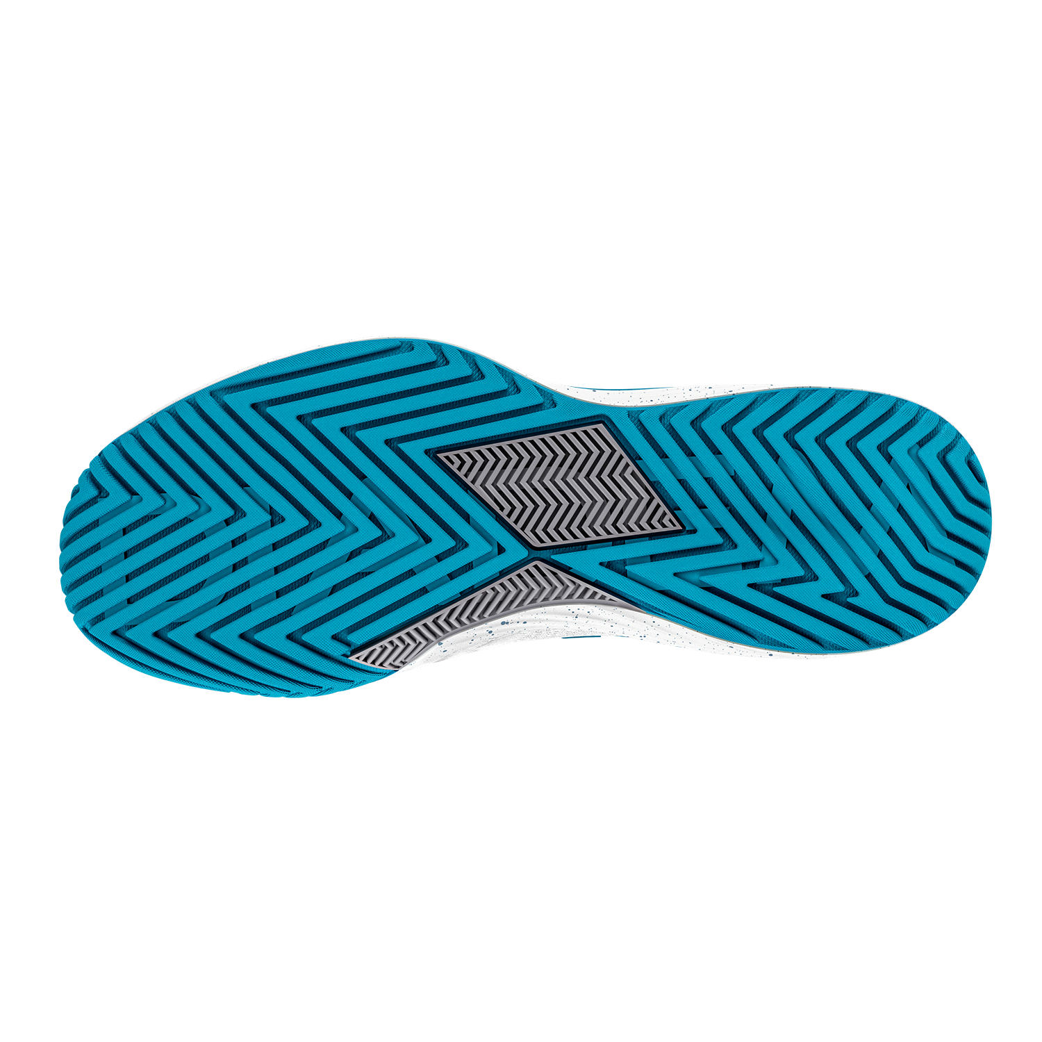 Blue shoe sole with textured pattern on a white background