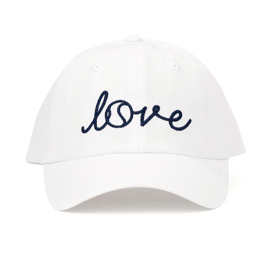 White tennis hat with love on it by Ame & Lulu on TennisDuJour