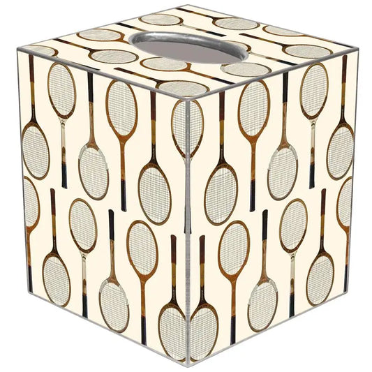 Antique Ivory Decoupage Tennis Tissue Box Cover