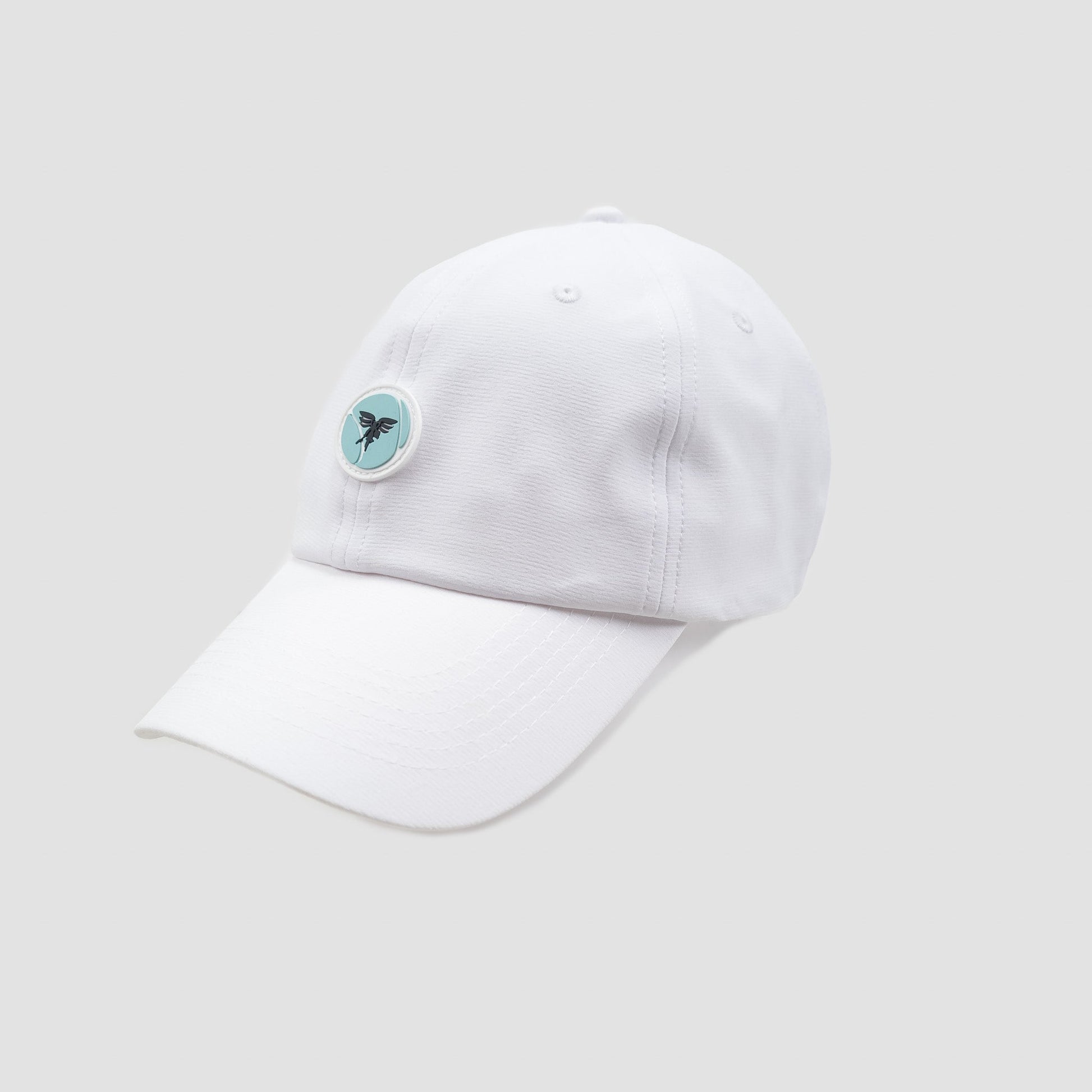 Sigrún white match hat side view.