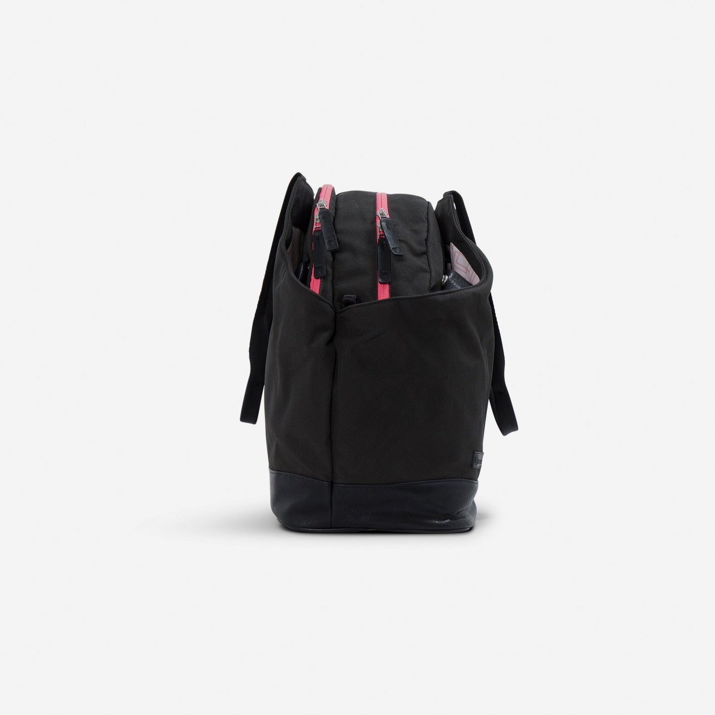 Black tennis  backpack with pink accents on a white background