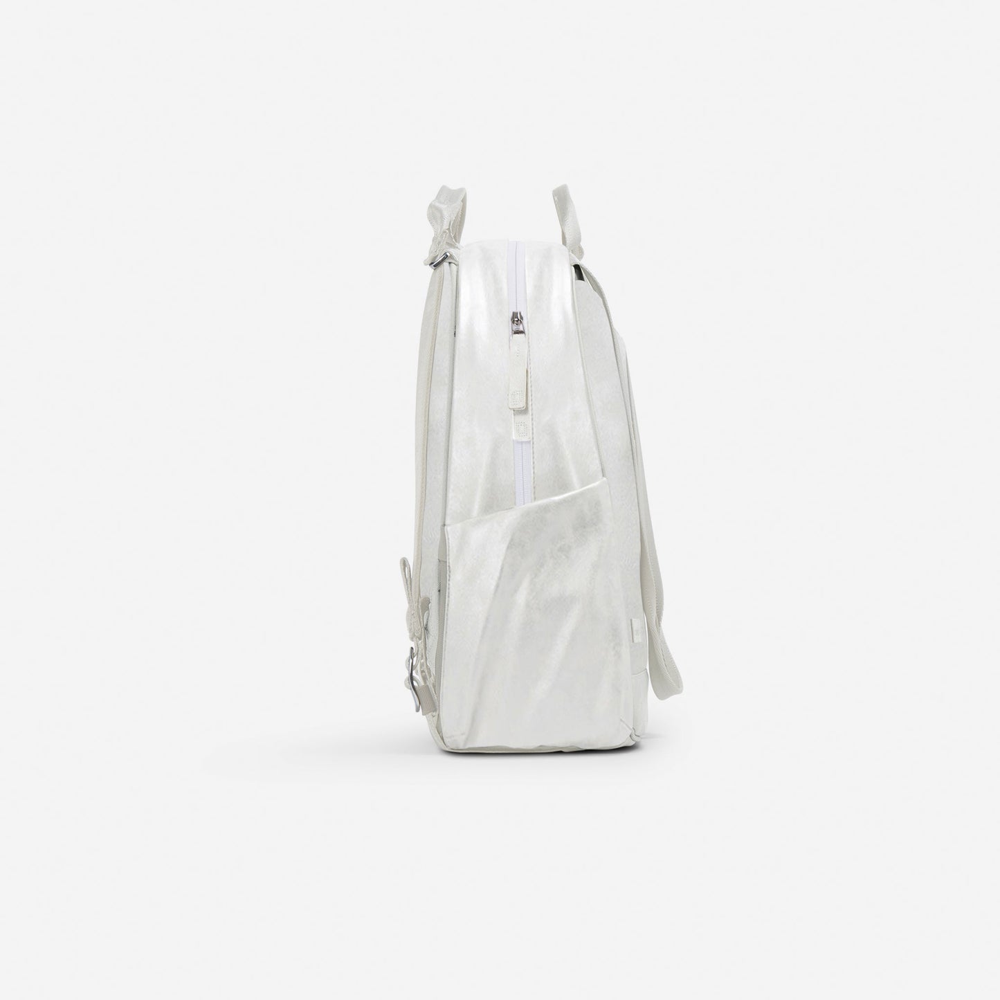 White Doubletake tennis backpack on a white background