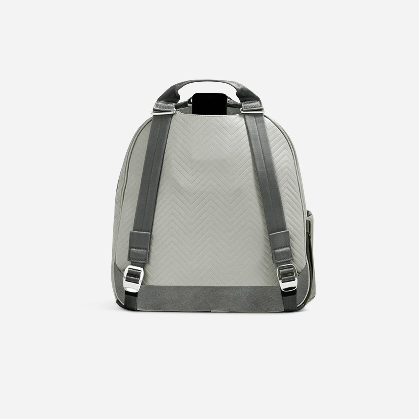 Gray Doubletake tennis bag with a chevron pattern on a white background