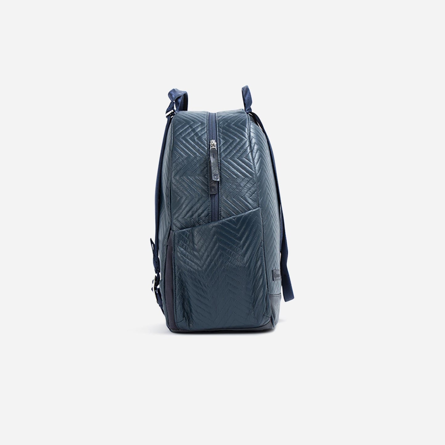 Blue  Doubletake tennis backpack with a geometric pattern on a light gray background