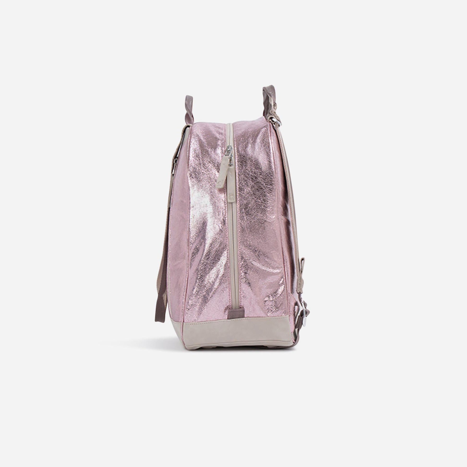 Pink  Doubletake tennis metallic backpack on a white background