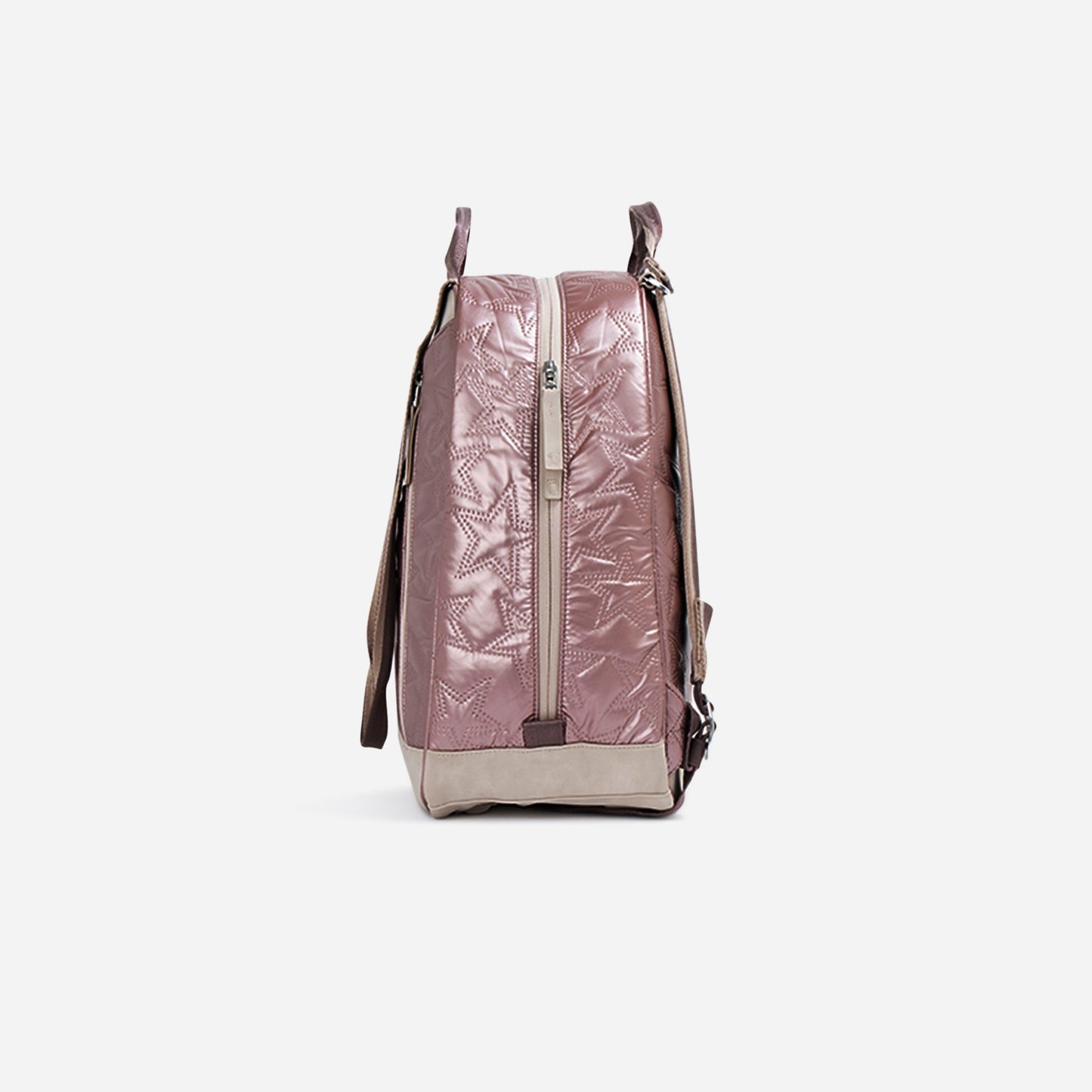 Pink  Doubletake tennis backpack with a subtle pattern on a light gray background