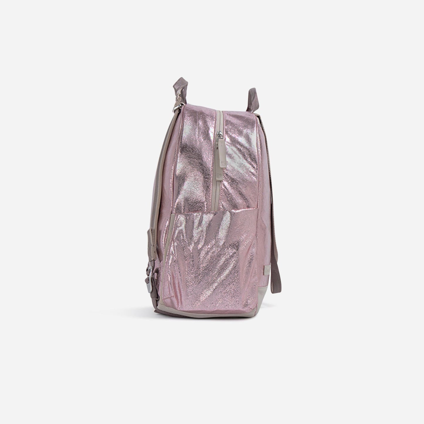 Pink  Doubletake tennis backpack with reflective material on a white background