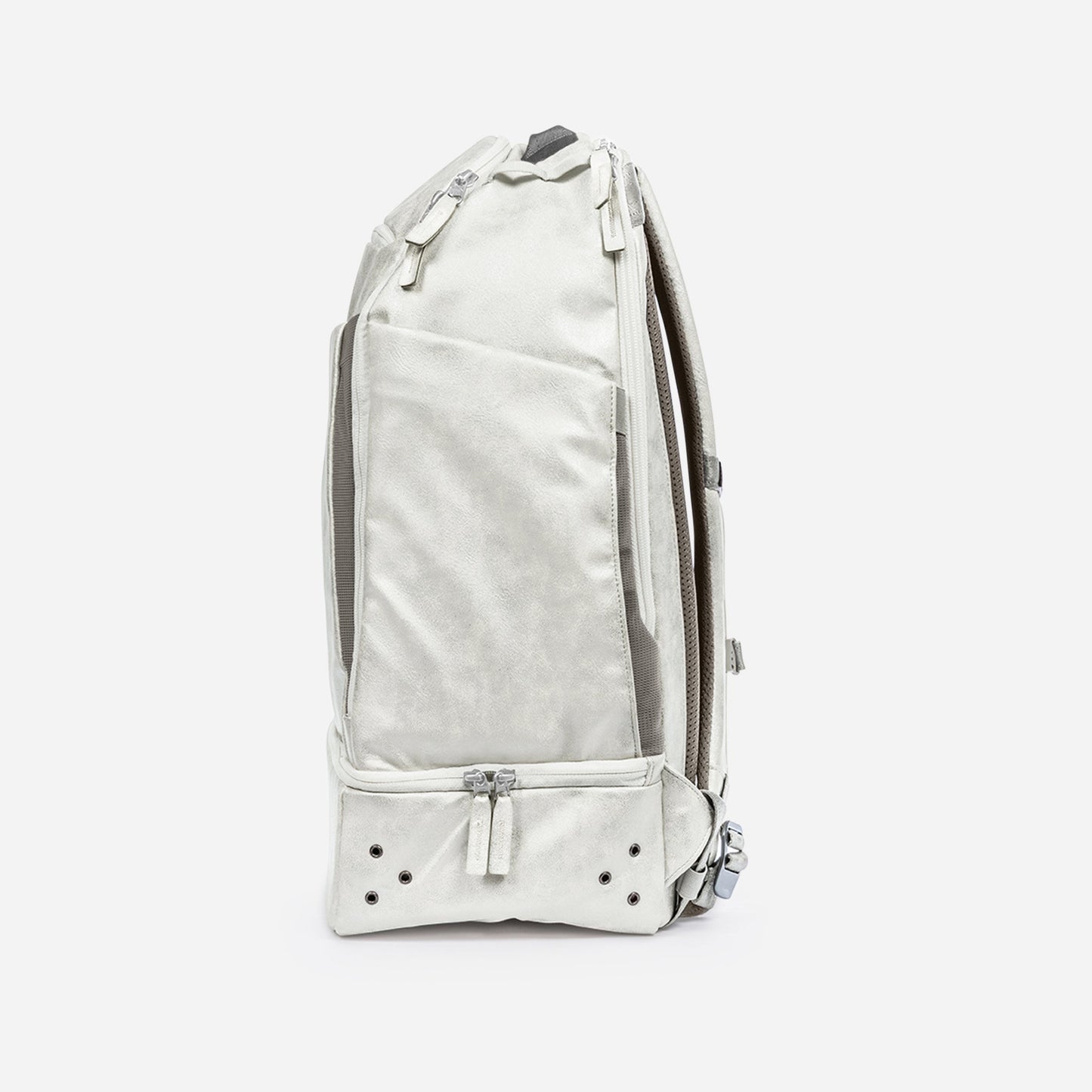 Light gray Doubletake tennis backpack on a white background
