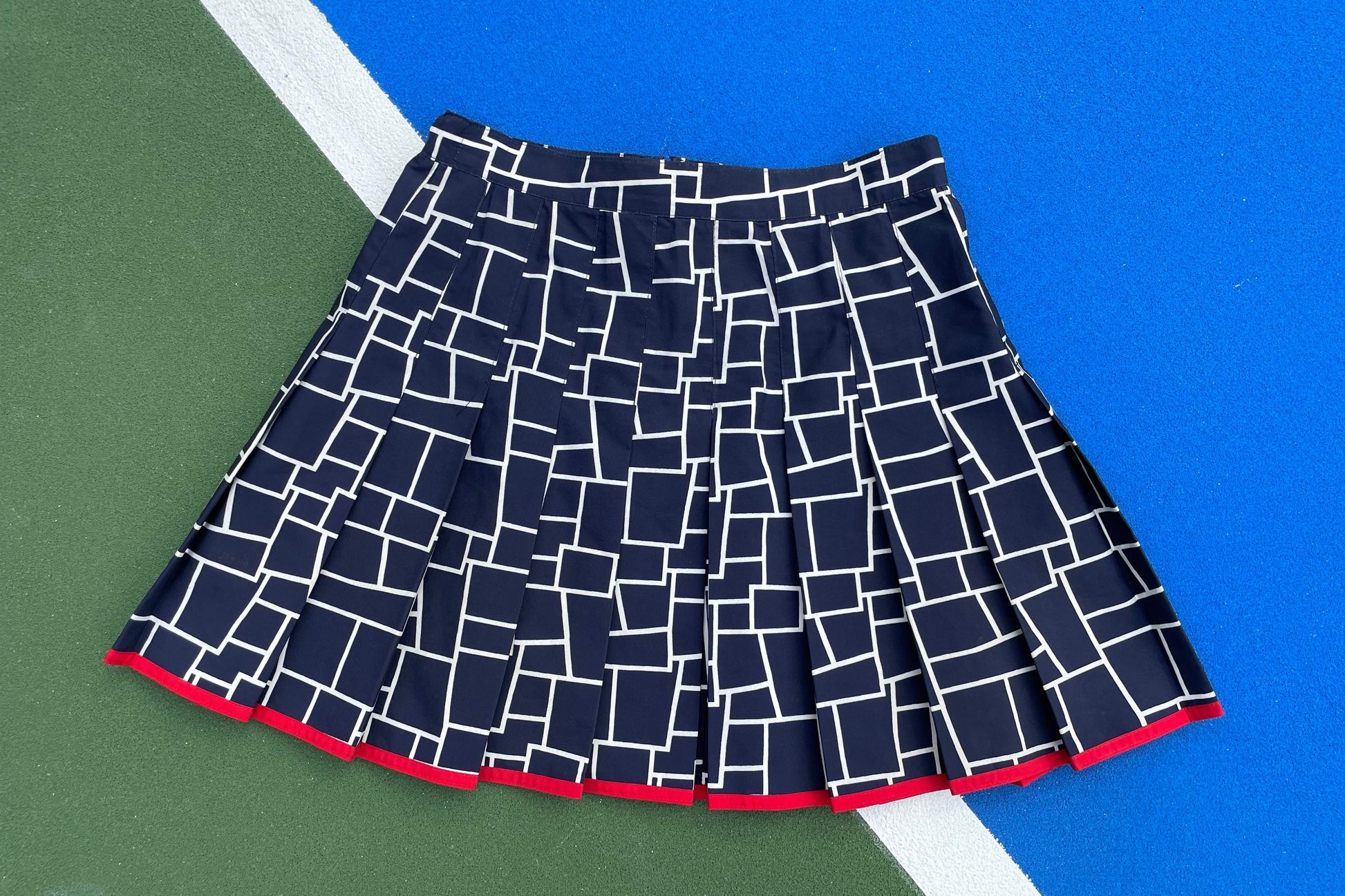 Vintage TAIL Tennis Skirt navy and white with red trip on Tennis DuJour.com