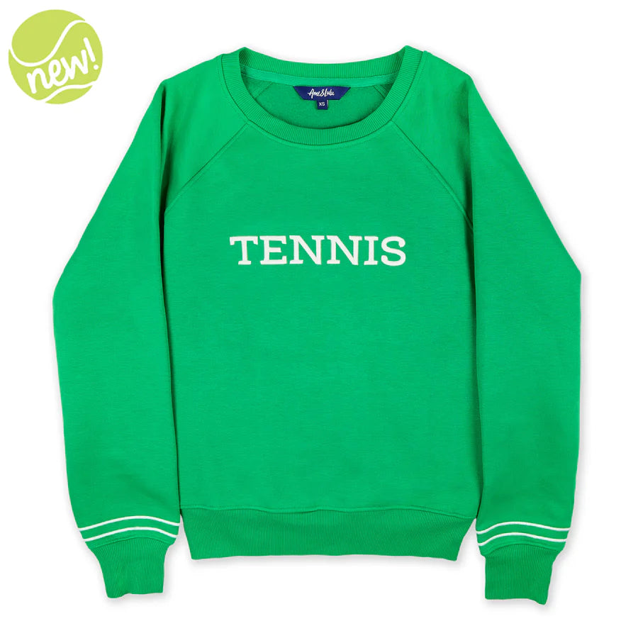 Green tennis sweatshirt on TennisDujour.