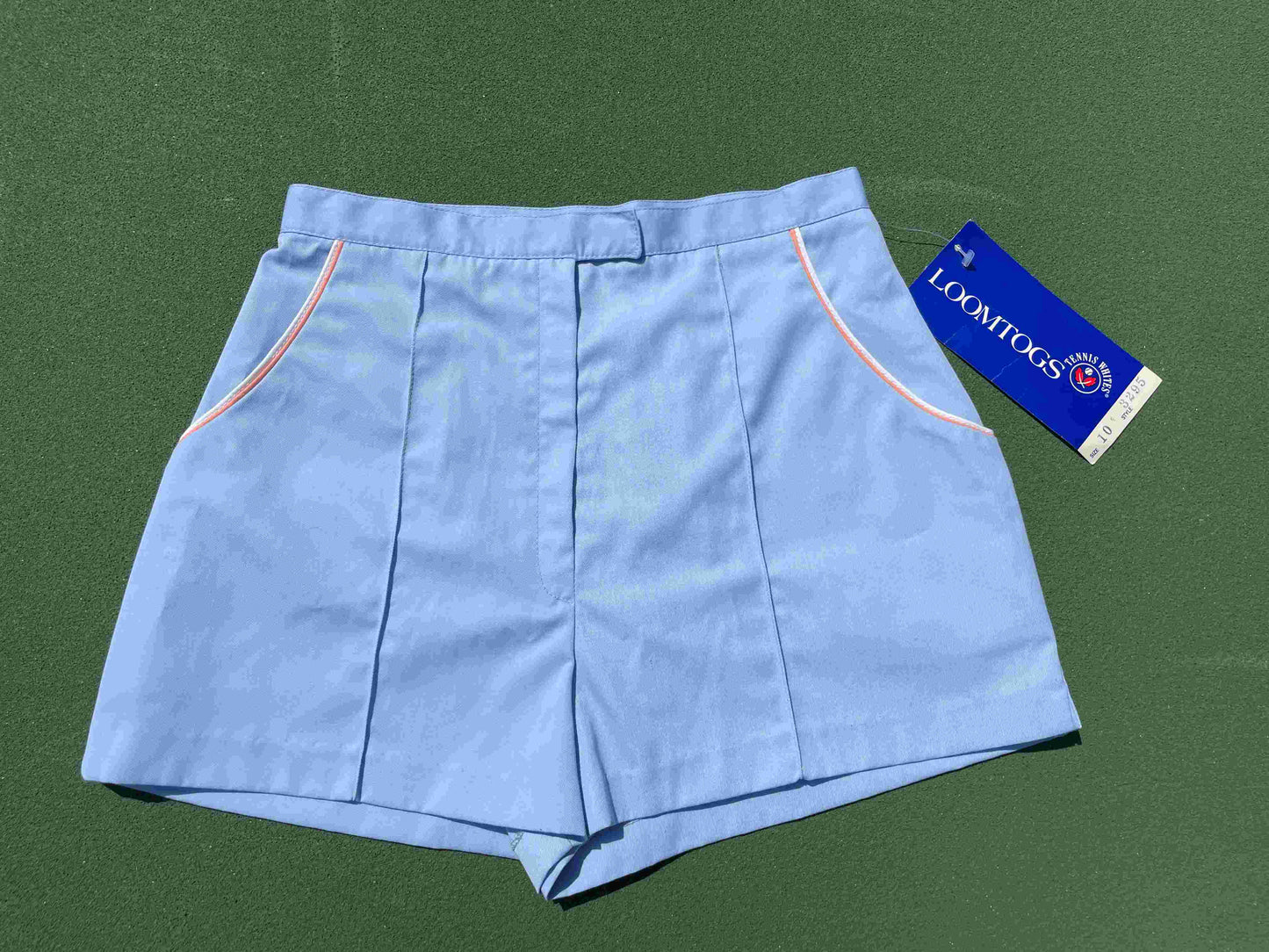 Rare Vntage Loomtags Tennis Shorts in light blue.