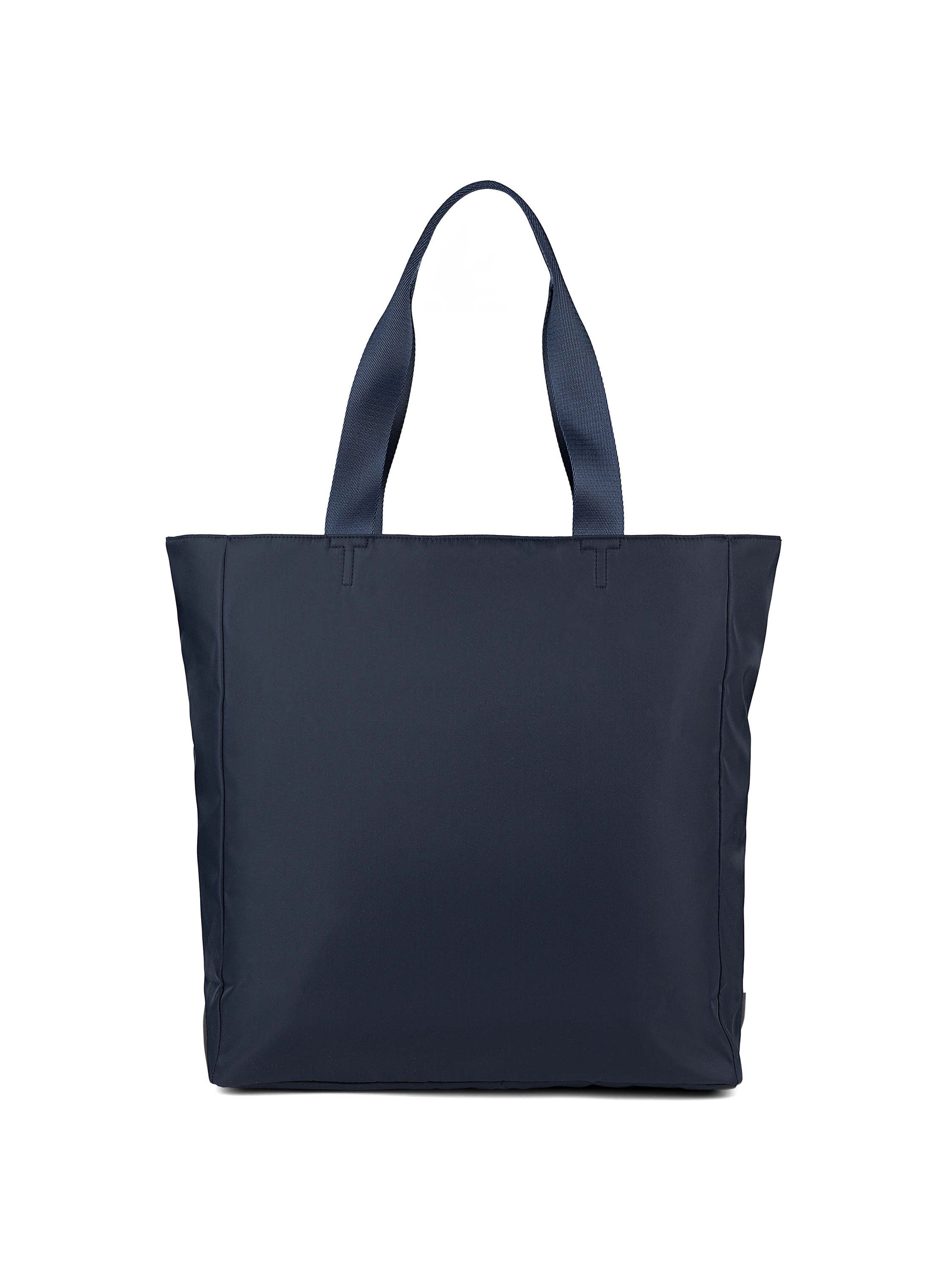 Navy blue tote bag on a white background