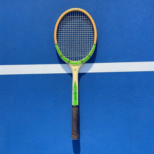 Vintage Spalding Rosemary Casals Wood and Green Tennis Racquet