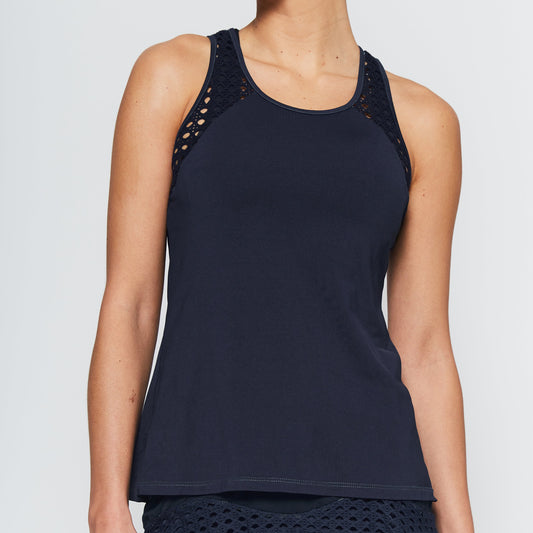 L'ETOILE SPORT POINTELLE TRIM TENNIS TANK SHORT