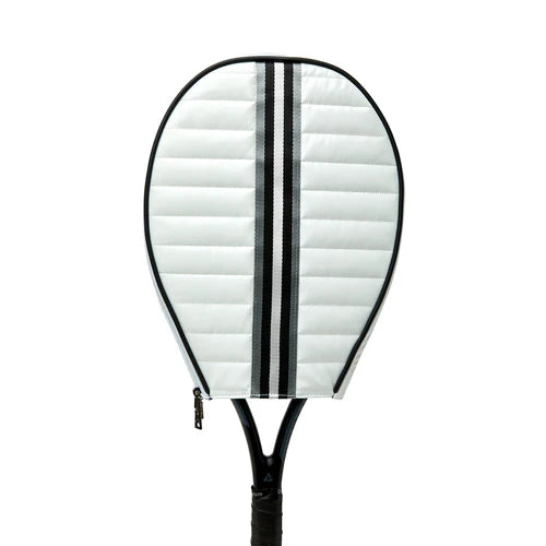 THINK ROYLN Champion tennis racquet cover in patent white on TennisDuJour.com