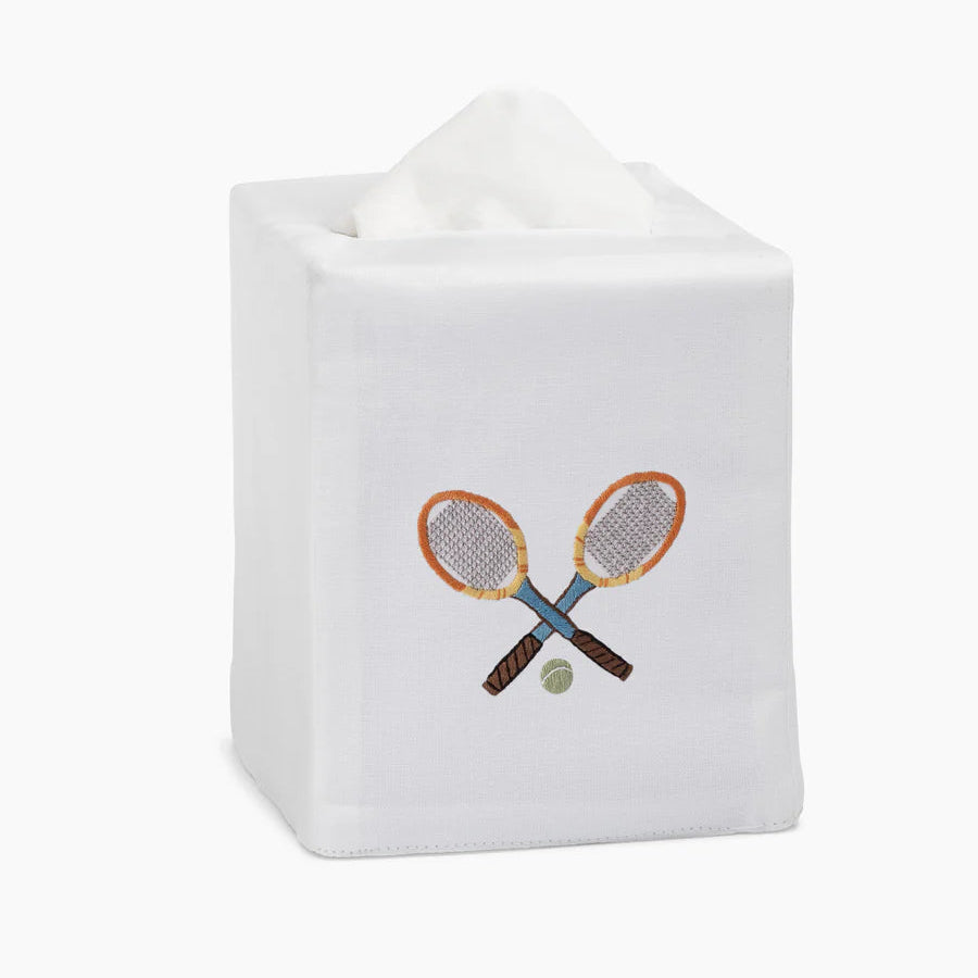 Henry Handiwork Embroidered Tennis Tissue Box Cover on TennisDuJour.com
