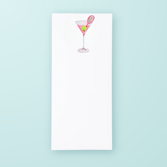 Notepad with a cocktail illustration on a light blue background