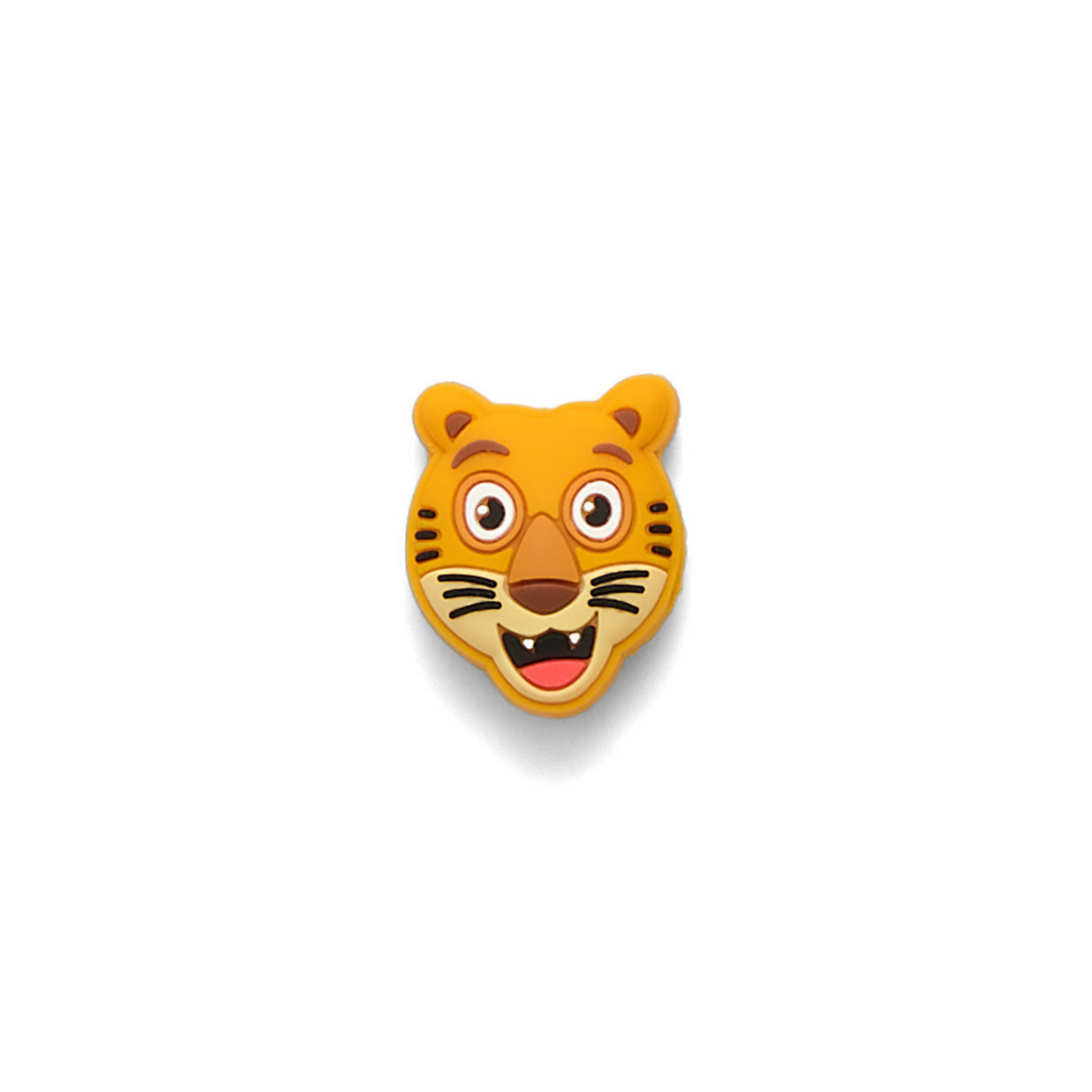 Toy tiger face on a white background