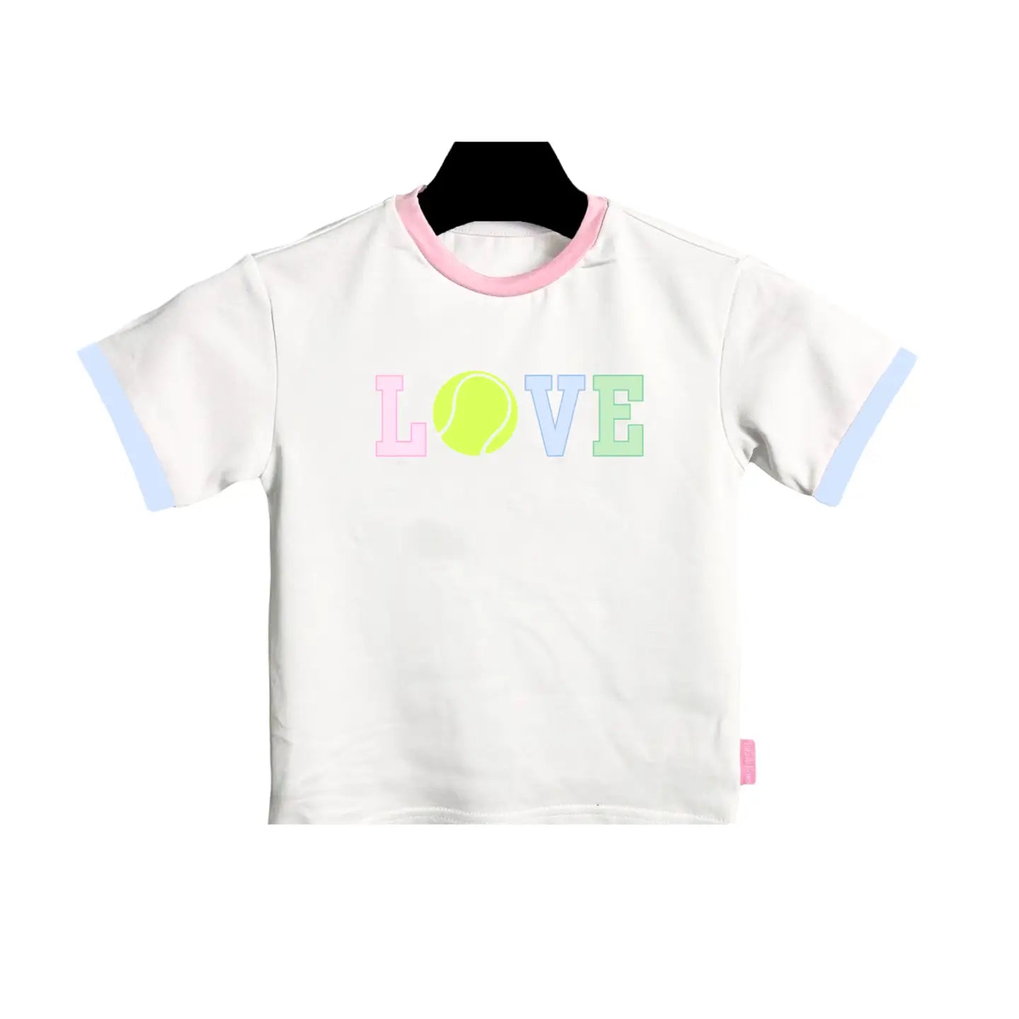 Kids “LOVE” Tennis T-Shirt – Pastel Print by Bits & Bows